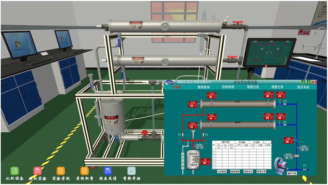 雙套管傳熱虛擬仿真實訓實驗裝置